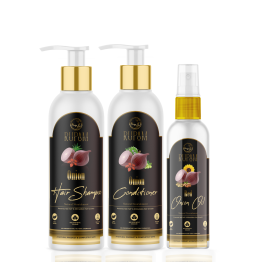RUPAM WOMEN's ONION HAIR OIL ULTIMATE HAIR CARE COMBO KIT - SHAMPOO, CONDITIONER & HAIR OIL FOR HAIR FALL CONTROL